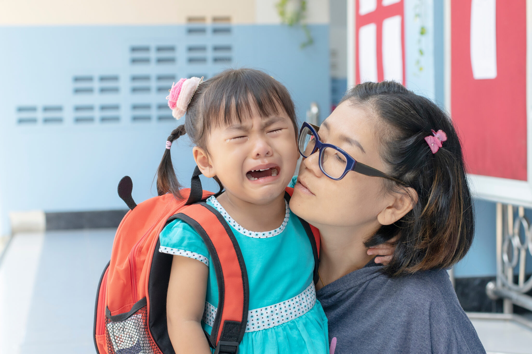 children,and,mother,crying,first,day,go,to,pre kindergarten,school, why is my child crying at drop off
